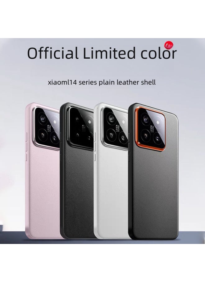 Generic - For Xiaomi14 Mobile Phone Shell Limited Pigment Leather 14pro Titanium Special Edition Popular Leather Case Hardware Lens Ring Applicable-Color:Original Machine Same Color [black + Red Label] Lens Hardware Large Hole-Applicable Model:For Xiaomi14 Pro - Image 1
