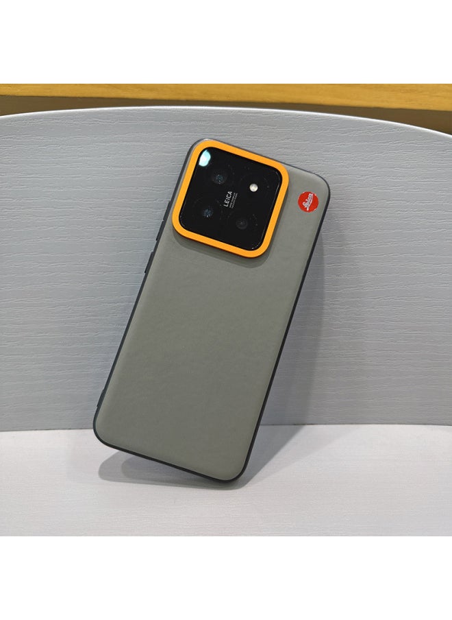 Generic - For Xiaomi14 Mobile Phone Shell Limited Pigment Leather 14pro Titanium Special Edition Popular Leather Case Hardware Lens Ring Applicable-Color:Original Machine Same Color [black + Red Label] Lens Hardware Large Hole-Applicable Model:For Xiaomi14 Pro - Image 1