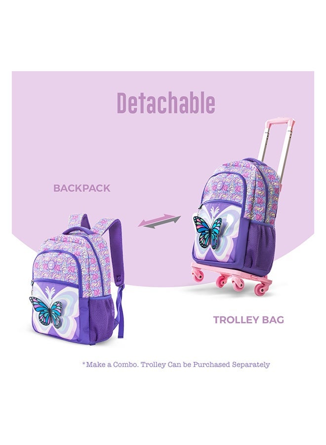 Eazy Kids - Personalized 18" Set of 3 Backpack w/Lunch Bag and Pencil Case - 3D Butterfly Purple - Image 4