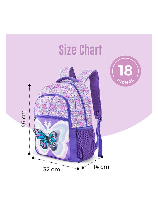 Eazy Kids - Personalized 18" Set of 3 Backpack w/Lunch Bag and Pencil Case - 3D Butterfly Purple - Image 5