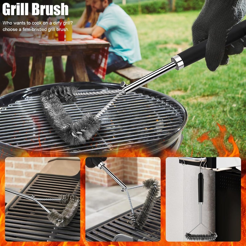 RINPIR 31pcs BBQ Grill Accessories Set for Men Dad, Heavy Duty Grilling Tools Gifts for Christmas, Stainless Steel BBQ Utensils Kit with Mats, Grill Brush in Carrying Bag Black - Image 2