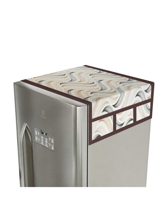 Kuber Industries Kuber Industries Polyvinyl Chloride (PVC) Cream Fridge Top Cover - Dust & Waterproof; 6 Pockets, Wave Design100 x 57 x 1 cm  - Image 2