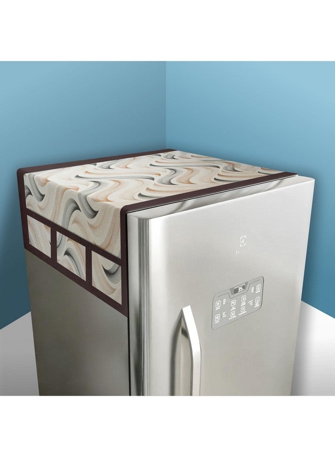 Kuber Industries Kuber Industries Polyvinyl Chloride (PVC) Cream Fridge Top Cover - Dust & Waterproof; 6 Pockets, Wave Design100 x 57 x 1 cm  - Image 1