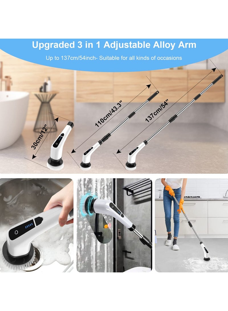 Electric Spin Scrubber Cordless Cleaning Brush 9 Replaceable Heads & 48 Inch Extension Arm High Torque Bathroom & Floor Cleaning Tool Rechargeable Power Scrubber for Tile & Tub Multipurpose Use for Kitchen, Sink, Grout Lightweight, Ergonomic & Waterproof Design  - Image 2