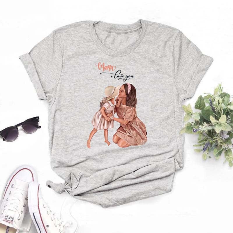Generic Summer New Super Mom Themed White Tee for Women JZ0461-Grey 