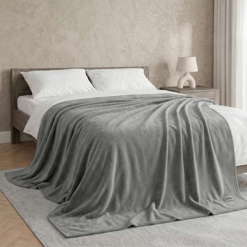 Pan Home Sorine Polar Fleece Blanket 120x150cm - Grey - 125AIC9904817 - Image 1