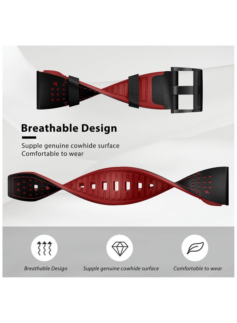 SYOSI Silicone Watch Strap for Fenix 7 Genuine Leather Strap with Silicone Lining Stitching Soft and Breathable Suitable for Fenix 7 Pro Fenix 6 Pro Fenix 6 Fenix 5 MARQ D2 Series - Image 4