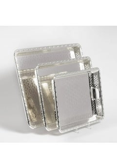 Binshihon Bin shihon steel Tray set 3 pcs with Silver design  - Image 1