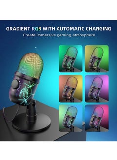 Generic Gaming Microphone, USB Computer Microphone for PC, Mac, PS4/5, Condenser Podcast Mic for Studio Recording, YouTube, Streaming, with Headphone Jack, Led Light, Mute, Gain, Noise Cancellation  - Image 3