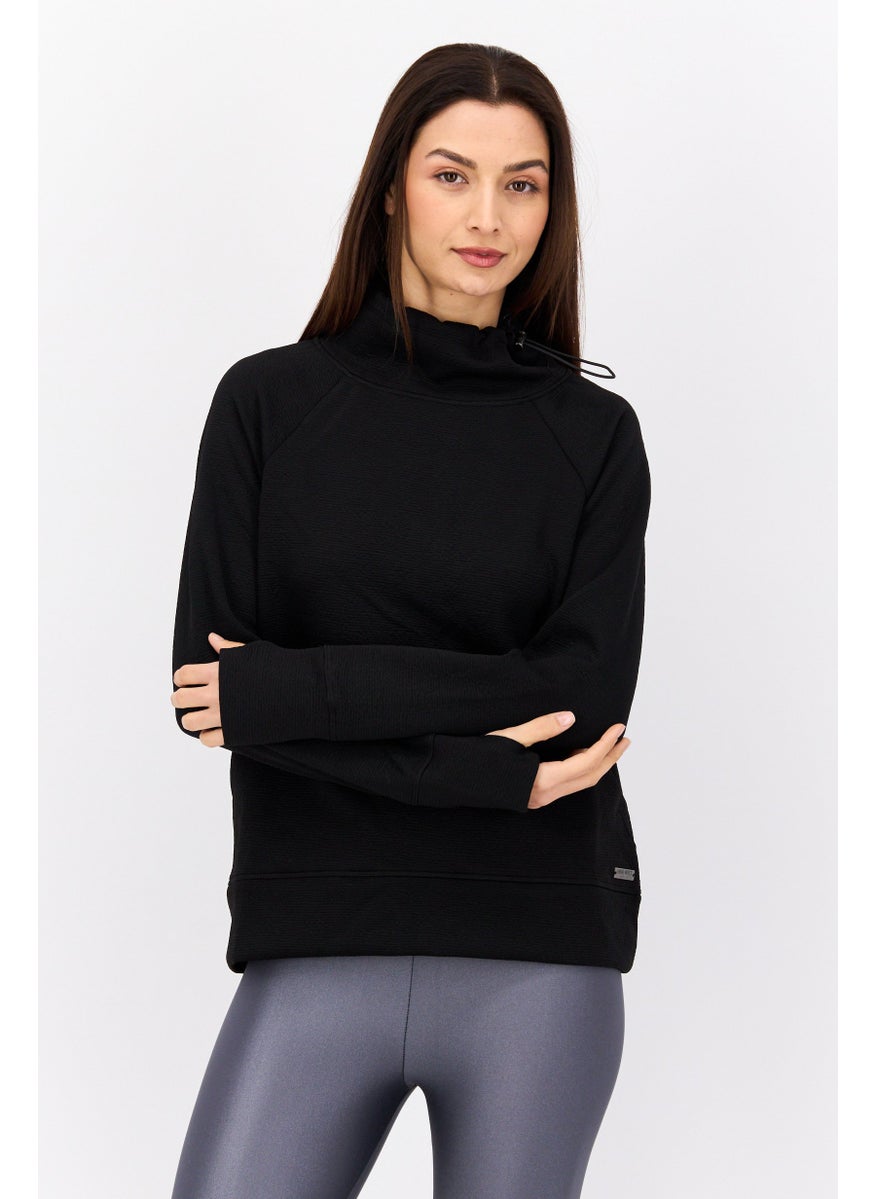 NINE WEST Women Sportswear Fit Long Sleeve Training Sweater, Black  - Image 1