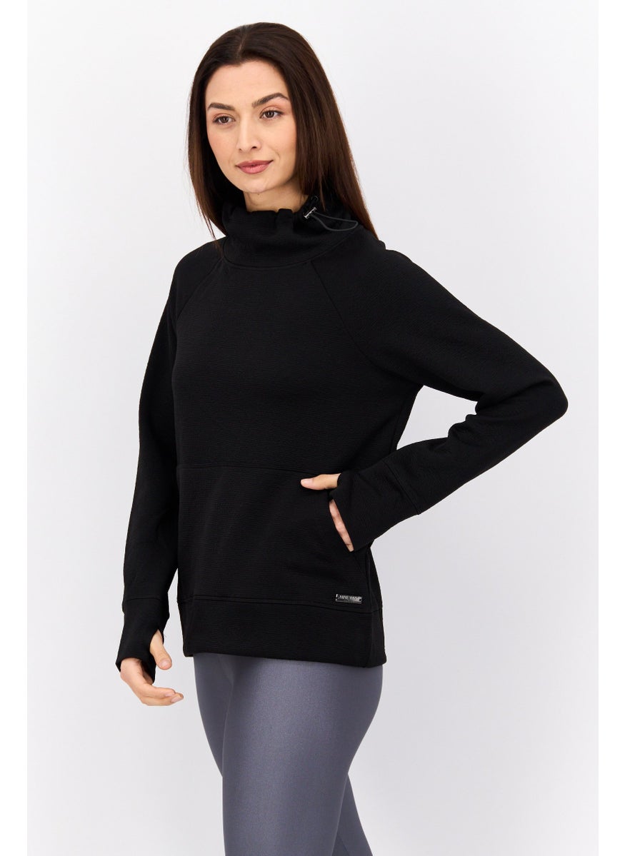 NINE WEST Women Sportswear Fit Long Sleeve Training Sweater, Black  - Image 2