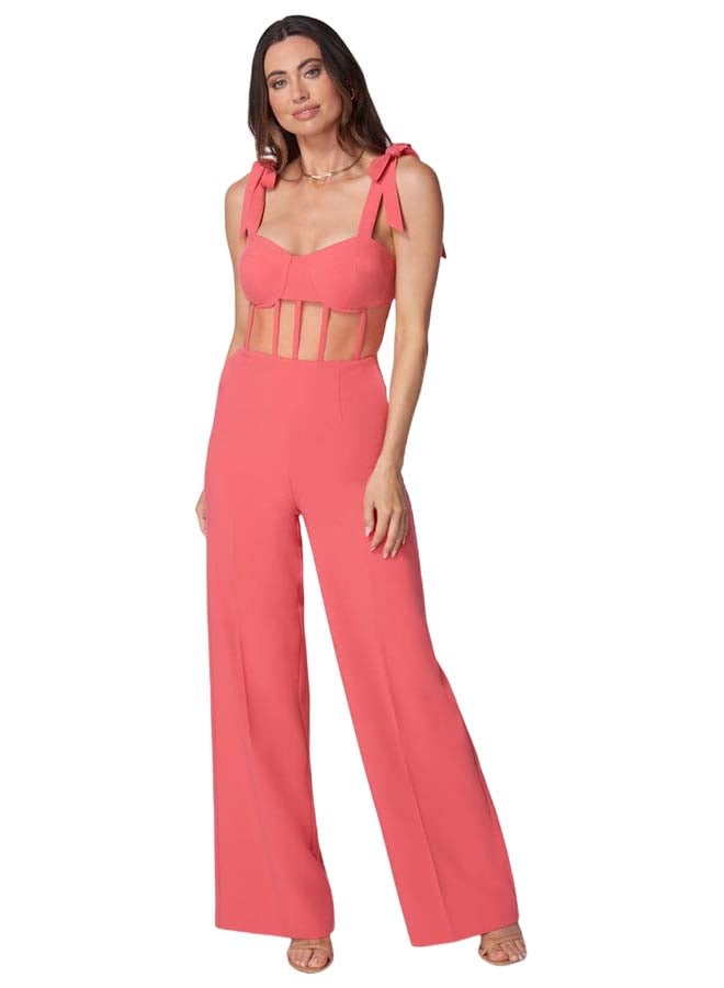bebe Self Tie Strap Corset Wide Leg Jumpsuit  - Image 1