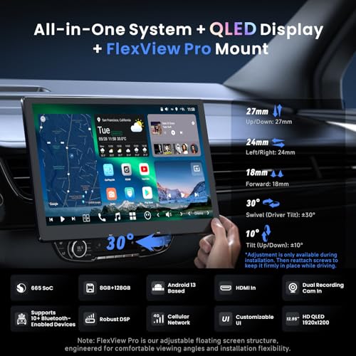 ATOTOZONE 12.95" QLED AI Agent Android Single DIN & Double DIN Car Stereo, Floating Screen, 8G+128G in-Dash Navigation, Golden Hour Alert, 4G LTE, 7.1.2-Ch Audio, HDMI in, Car IoT Hub, Wireless CP&AA,X10G129E - Image 2