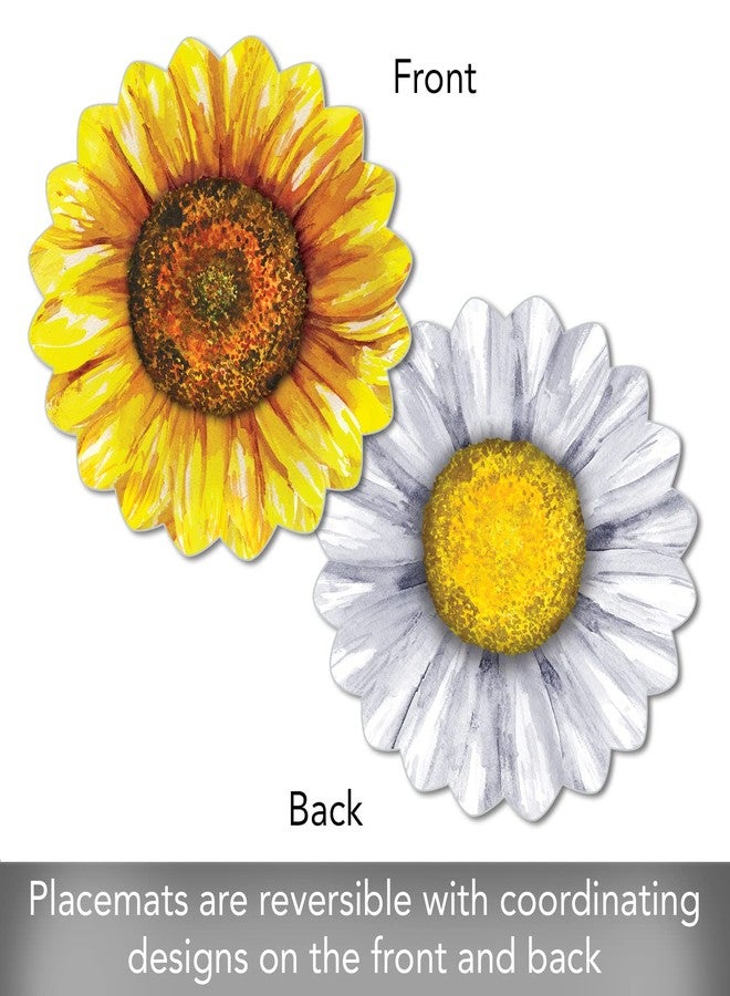 CounterArt Sunflower Creatively Shaped Reversible Easy Care Placemats Set of 4 Made in the USA BPA Free Easily Wipes Clean - Image 4