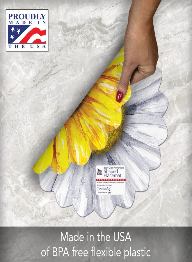 CounterArt Sunflower Creatively Shaped Reversible Easy Care Placemats Set of 4 Made in the USA BPA Free Easily Wipes Clean - Image 3
