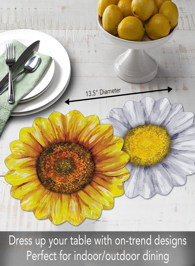 CounterArt Sunflower Creatively Shaped Reversible Easy Care Placemats Set of 4 Made in the USA BPA Free Easily Wipes Clean - Image 5