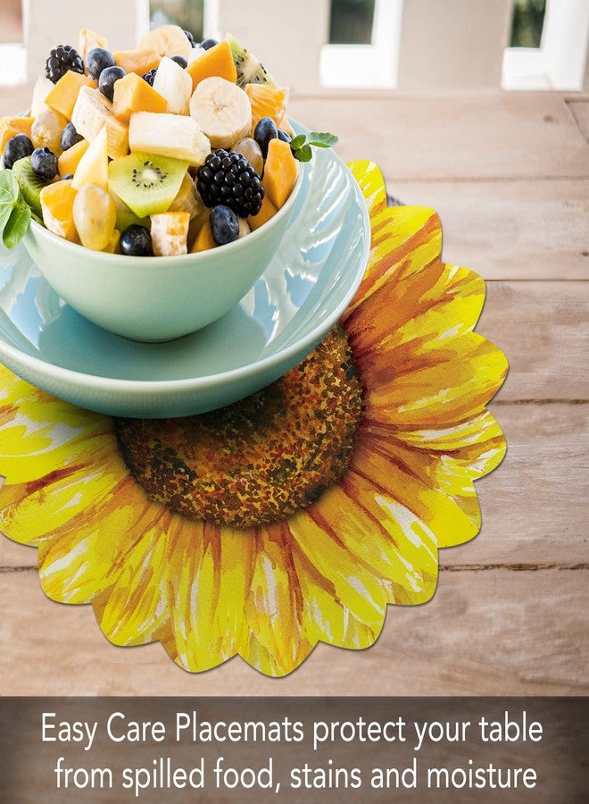 CounterArt Sunflower Creatively Shaped Reversible Easy Care Placemats Set of 4 Made in the USA BPA Free Easily Wipes Clean - Image 2