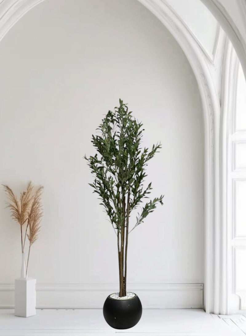 AL KHALDIYA Fruitful olive tree with a large gray pot, with an attractive design, make your home more elegant, 180 cm - Image 3