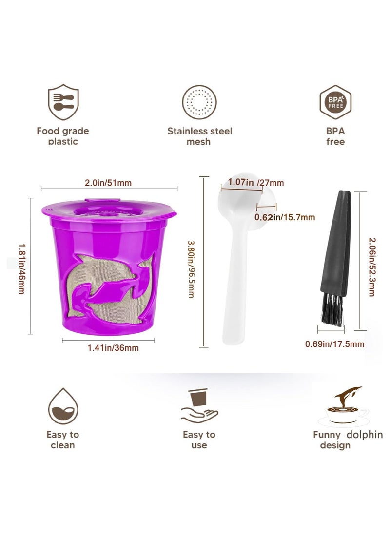 SYOSI - Reusable Coffee Filters, Refillable Espresso Coffee Capsules, Reusable Coffee Pods, K Cup Coffee Pod Filters & Scoop, 304 Stainless Steel Microporous Mesh Filter, with Brush(4 Pack) - Image 1