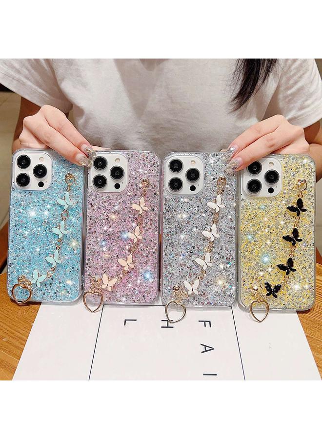 S-TOP Case For iPhone 14 Plus Starry Sequin Butterfly Chain Epoxy TPU Phone Case - Image 2