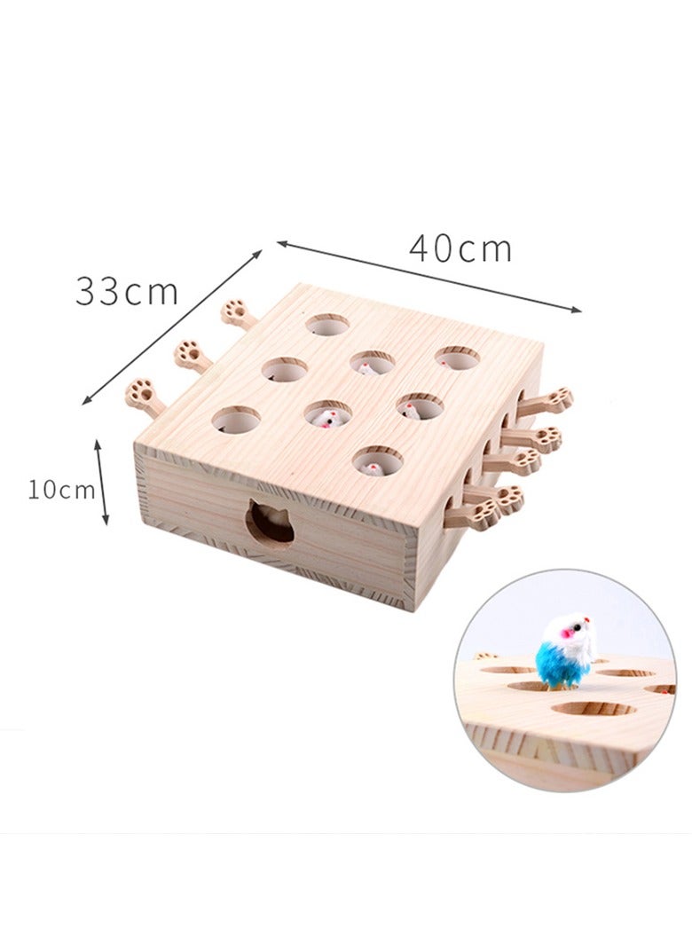 A.M Cat Toys, Whack A Mole Solid Wood Box Interactive Cat Toys for Indoor Cats Kitten Dog Puppy Pet Puzzle Play Fun Catch Mice Game - Image 2
