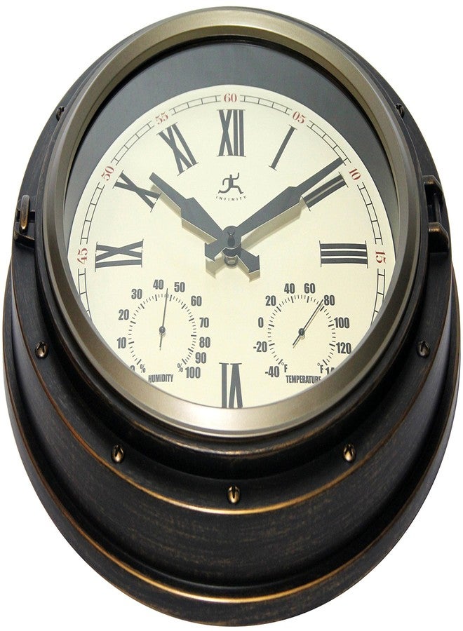 Infinity Instruments Forecaster Indoor/Outdoor Wall Clock, Thermometer, Hygrometer combo, Stylish Durable Waterproof Weather Station for your Home, 16 Inch, Bronze - Image 2