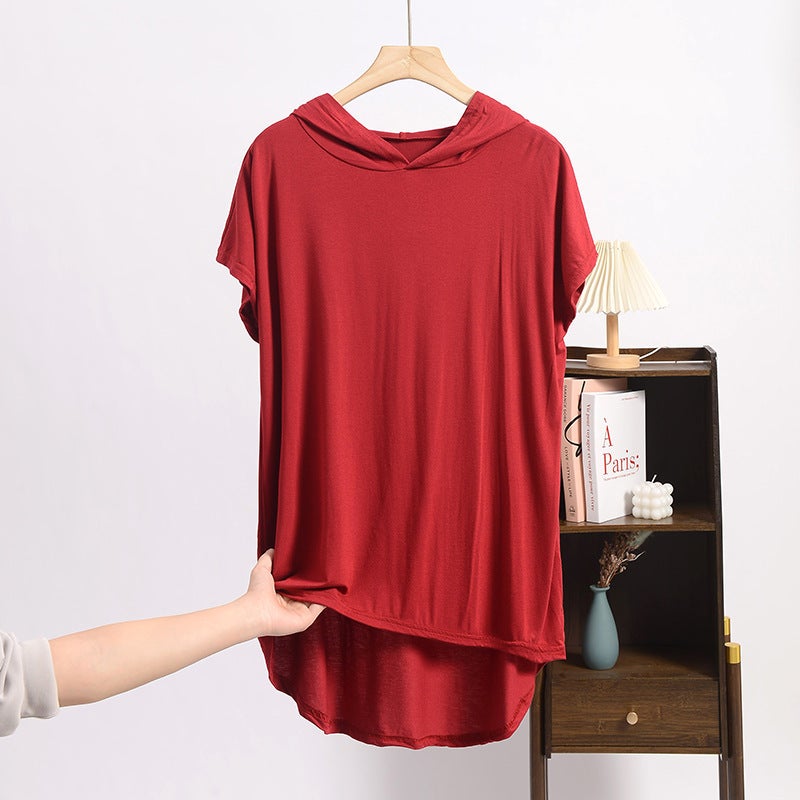 Summer Large Size Bat Short-Sleeved Women'S Fat Mm Large Bust Mid-Length Cotton Silk Sunscreen T-Shirt Loose - Image 1