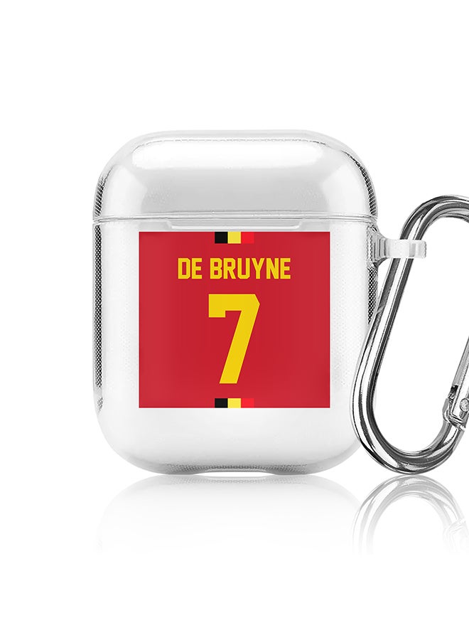 Stylizedd Classic Clear printed Case for Apple Airpods 2 / 1 Soft TPU Gel Thin Transparent Flexible Cover - Football Team - Belgium, Player Name - De Bruyne - Image 1