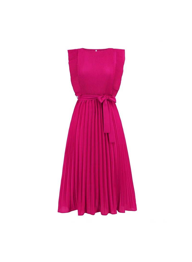 Loquat A Pleated Solid Color Dress With Lotus Leaf Sleeves  - Image 1