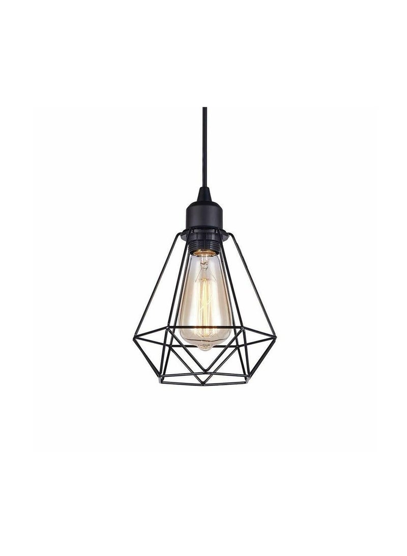 El Rawda Lighting Diamond fit pendant light - | modern decorative LED E27 pendant light ceiling lamp hanging | suitable for any room | | Color: Black | Size: 70x22x22 cm  - Image 1