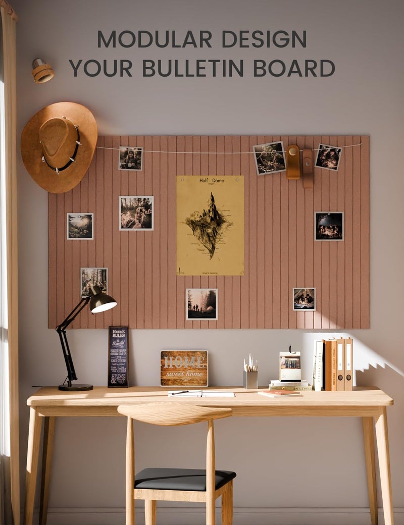 Fluxynara Large Felt Bulletin Board 36"x24" Cork Board Alternative - 6 Pack with 40 Safe Removable Adhesive Tabs, Cork Boards for Walls Felt Boards for Home Office Classroom Pin Board-Terracotta - Image 5