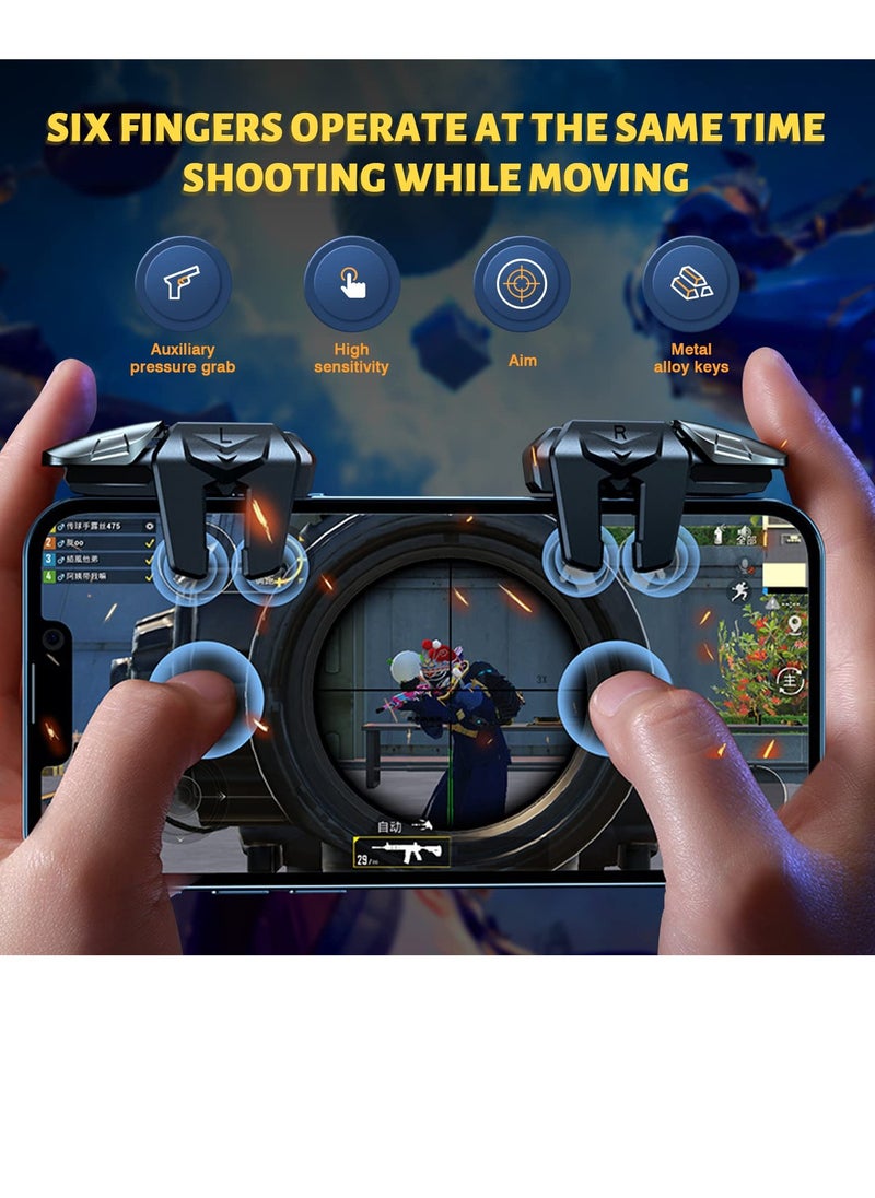 Generic Game Trigger 2024 Upgrade Version PUBG Mobile Trigger Game Controller 6 Finger Trigger Sensitive Shoot Compatible with iPhone and Android Most Phones Support COD PUBG ROS and more  - Image 2