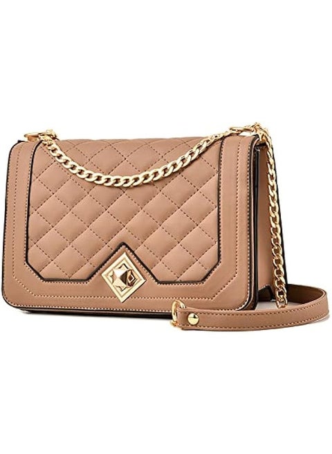 Women Crossbody Bag,Pu Leather Shoulder Bag,Fashion Shoulder Bag Purse with Gold Chain Strap,Small Handbag Clutch Bag Fashion Versatile Evening Bag,Suitable for Travel,Business,Shopping