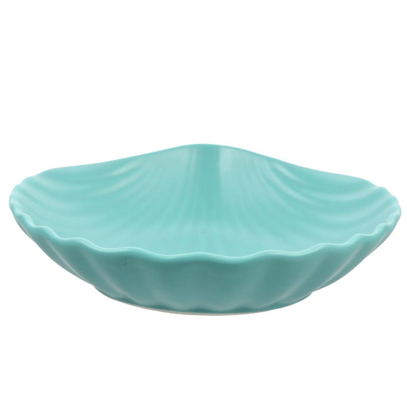 Ceramic Shell Salad Plate 8 Inch Matte Sky Blue Fruit Dish Snack Tray Kitchen Dining - Image 2