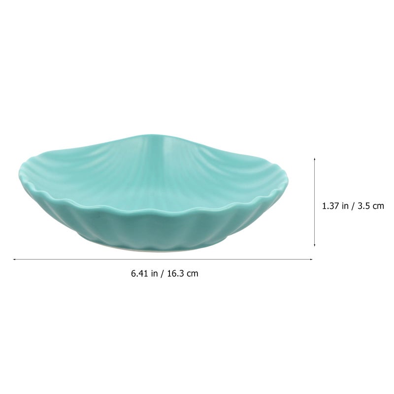 Ceramic Shell Salad Plate 8 Inch Matte Sky Blue Fruit Dish Snack Tray Kitchen Dining - Image 3