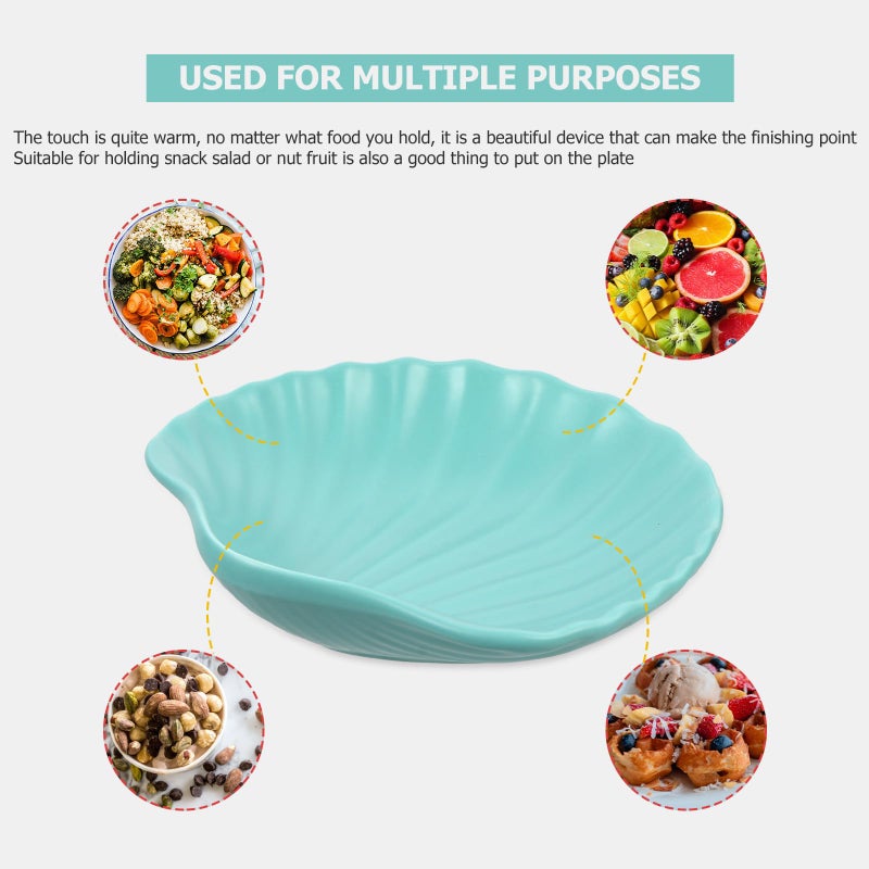 Ceramic Shell Salad Plate 8 Inch Matte Sky Blue Fruit Dish Snack Tray Kitchen Dining - Image 4