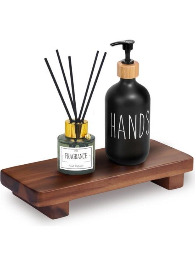 Rectangular Acacia Wood Soap Dish for Sink and Bathtub, Natural Wooden Tray for Soap and Soap Bottles, - Image 1