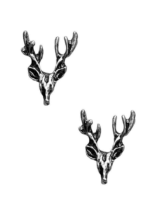 FURE Deer Head Metal Collar Pins (Rhodium) for Men and Women - Image 1