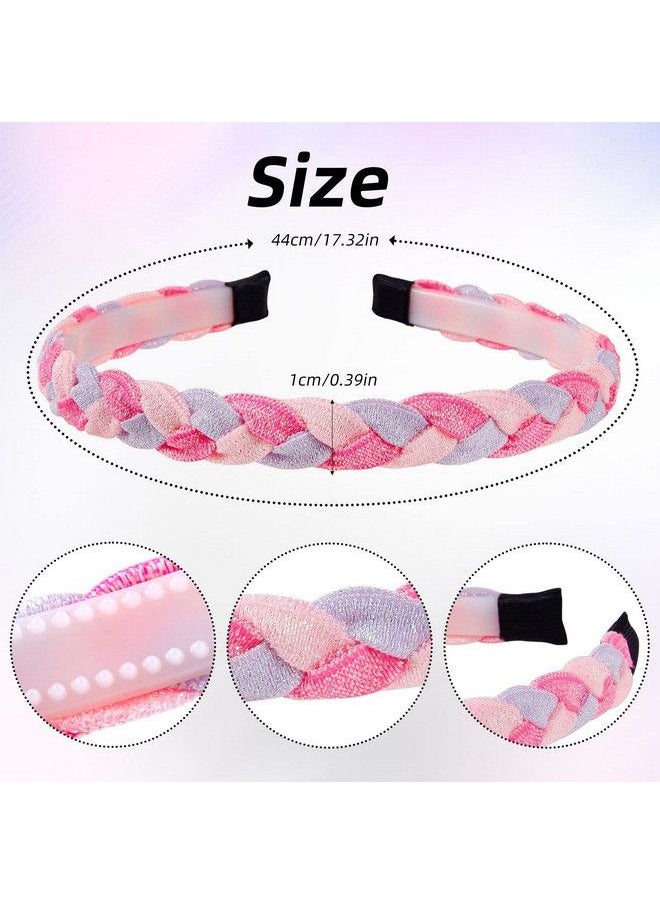 Candygirl - Braided Headbands Girls 6 Pieces Rainbow Braid Head Bands For Kids Toddlers Women Hand Twist Hairbands Sequins Cloth Hair Accessories Party Favors - Image 1
