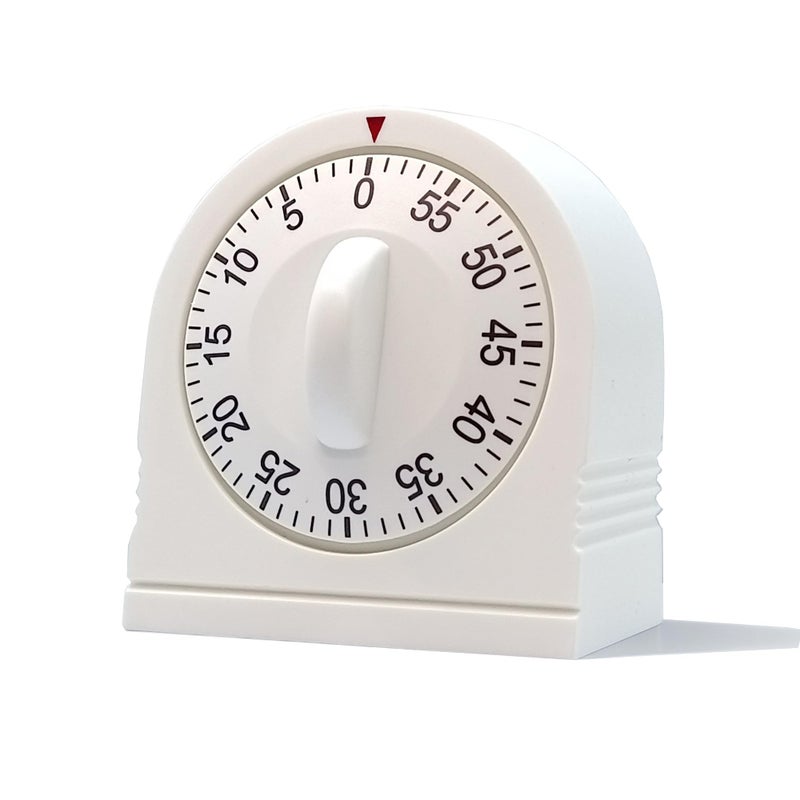 NUOSWEK 60 Minute Wind Up Timer, Visual Mechanical Timer with Loud Alarm, Manual Countdown Timers for Classroom, Home, Study and Cooking (White) - Image 1