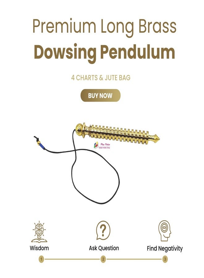 Plus Value Premium Brass Isis Heavy Metal Dowsing Pendulum Big for Reiki, Aura, Chakra, Vastu Space and Energy Healing, Prediction Yes/No (4 Charts, Jute Bag) - Image 2
