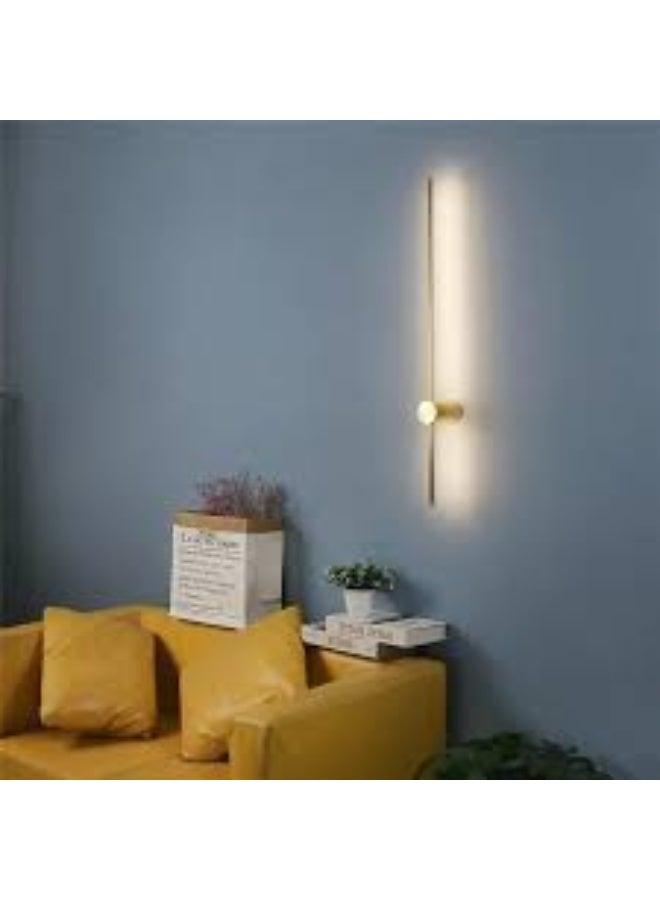 المفتاحة مصباح حائط عمودي عصري وبسيط - وحدة إضاءة LED ذهبية فاخرة لغرفة النوم | إضاءة محيطية أنيقة لغرفة المعيشة، أو الردهة، أو ديكور الفندق | تصميم معاصر لشمعدان الحائط - Image 3