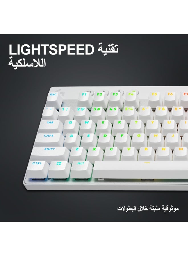 Logitech G PRO X TKL LIGHTSPEED Wireless Gaming Keyboard, Ultra-Portable Tenkeyless Design, LIGHTSYNC RGB, PBT keycaps, Tactile Switches (GX Brown), US INTL Layout - White - Image 2