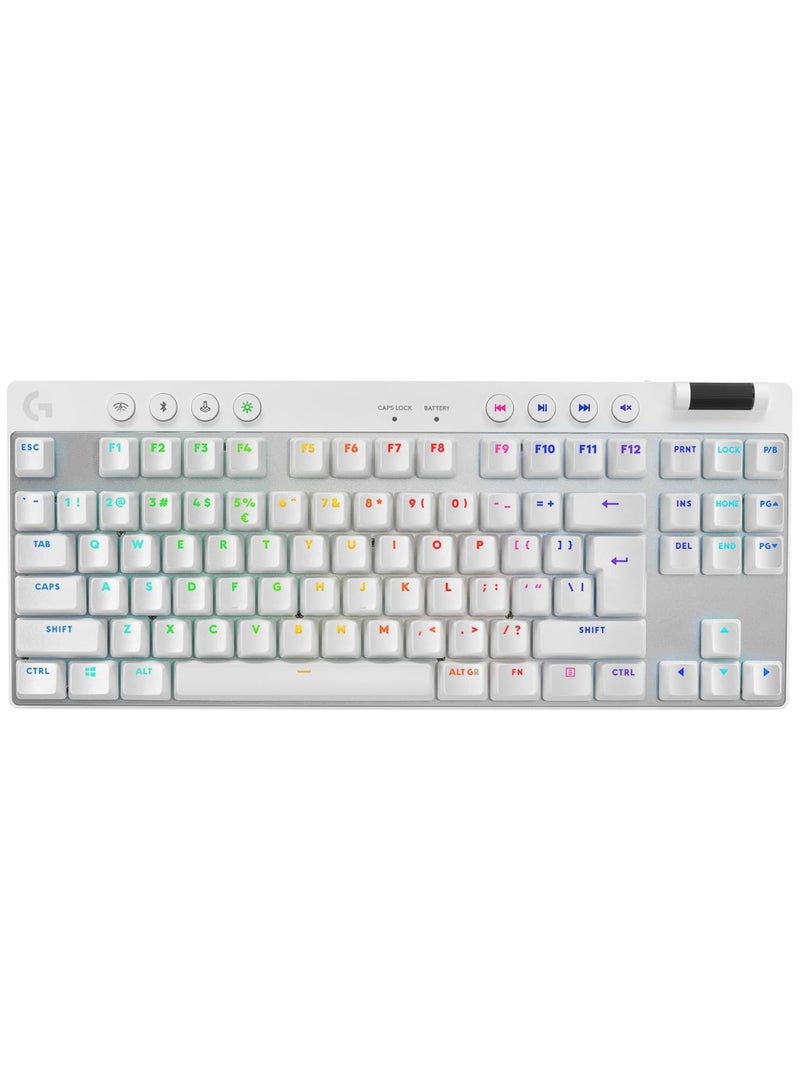 Logitech G PRO X TKL LIGHTSPEED Wireless Gaming Keyboard, Ultra-Portable Tenkeyless Design, LIGHTSYNC RGB, PBT keycaps, Tactile Switches (GX Brown), US INTL Layout - White - Image 1