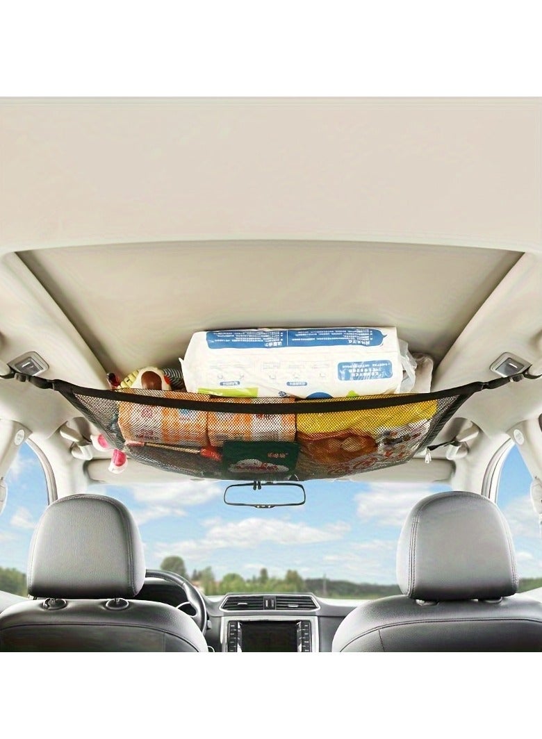 Expandable SUV Roof Net Organizer - Versatile, Durable Double-Layer Mesh Storage for Secure Travel - Image 3