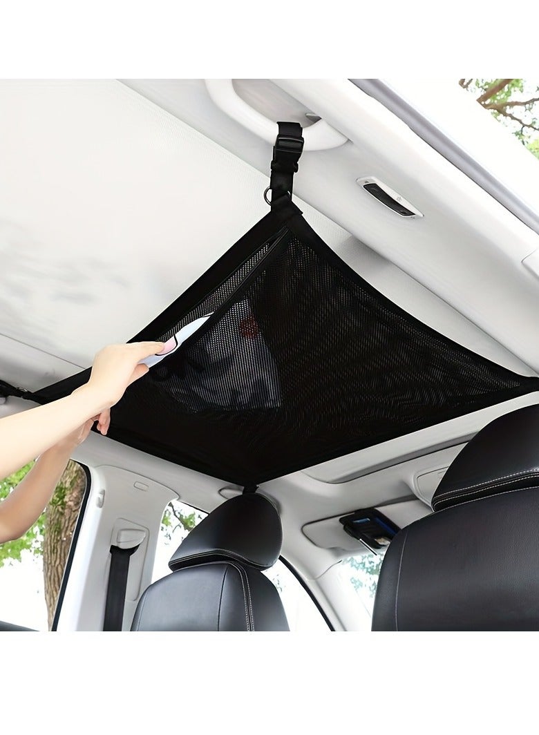Expandable SUV Roof Net Organizer - Versatile, Durable Double-Layer Mesh Storage for Secure Travel - Image 5