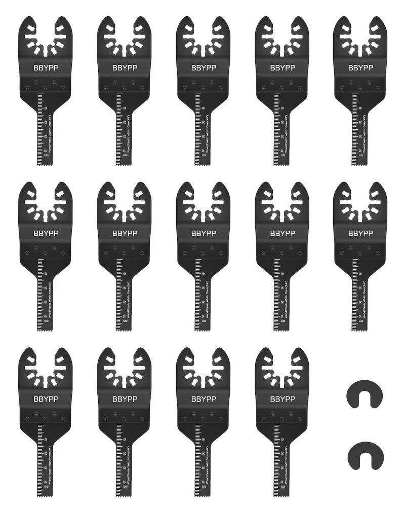 BBYPP 14pcs Oscillating Saw Blades, 3/8 Inch Professional Universal Multitool Blades for Wood Plastic Soft Metal, Quick Release Durable Oscillating Wood Saw Blades Fit Most Models - Image 1