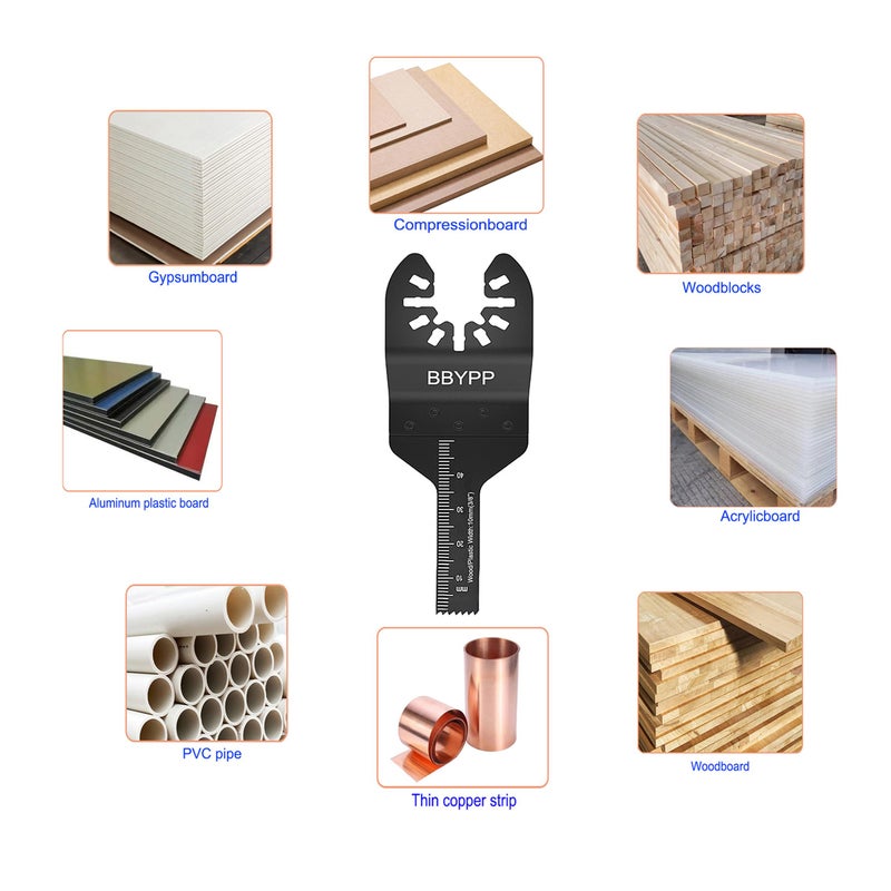 BBYPP 14pcs Oscillating Saw Blades, 3/8 Inch Professional Universal Multitool Blades for Wood Plastic Soft Metal, Quick Release Durable Oscillating Wood Saw Blades Fit Most Models - Image 3