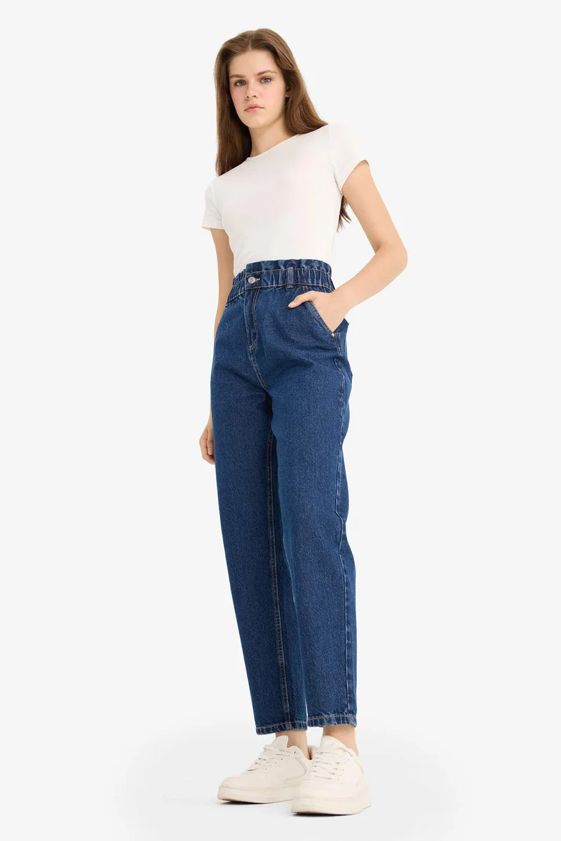 Defacto Paperbag High Waist Straight Leg Jeans