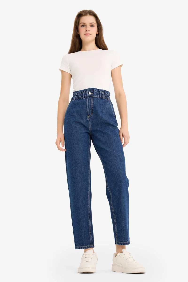 Defacto Paperbag High Waist Straight Leg Jeans